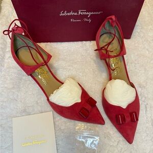Salvatore Ferragamo Red Suede Heels